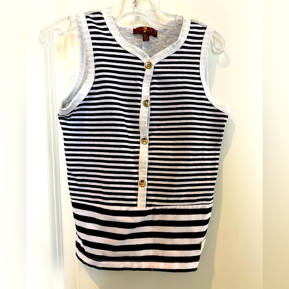 7 For All Man Kind Black/White Tank Top, Size 4T